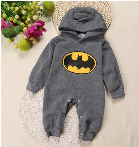 Baby explosion models hooded Batman printing long sleeve cotton Rompers Jumpsuit Outfit children clothes