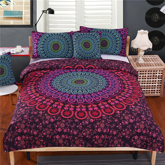 BeddingOutlet Mandala Bedding Set Queen Soft Bedclothes Twill Bohemian Print Duvet Cover Set with Pillowcases 4pcs Bed Set Home