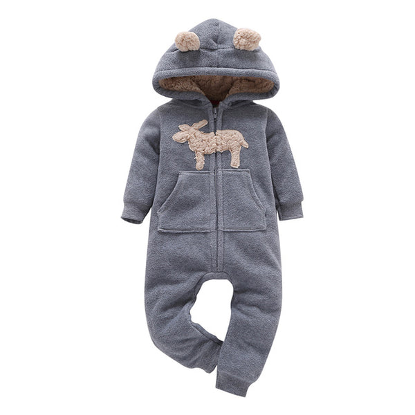 casaco infantil bebes girl snow clothes Winter Rompers hoodies roupa kids clothing one piece Baby Girls boys love pink suits