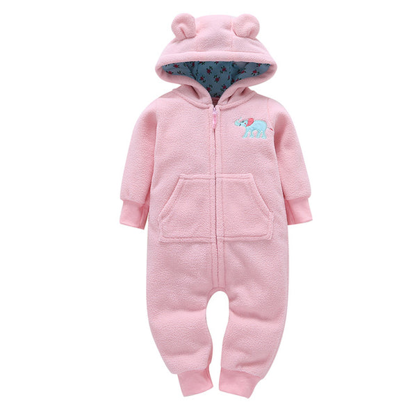 casaco infantil bebes girl snow clothes Winter Rompers hoodies roupa kids clothing one piece Baby Girls boys love pink suits