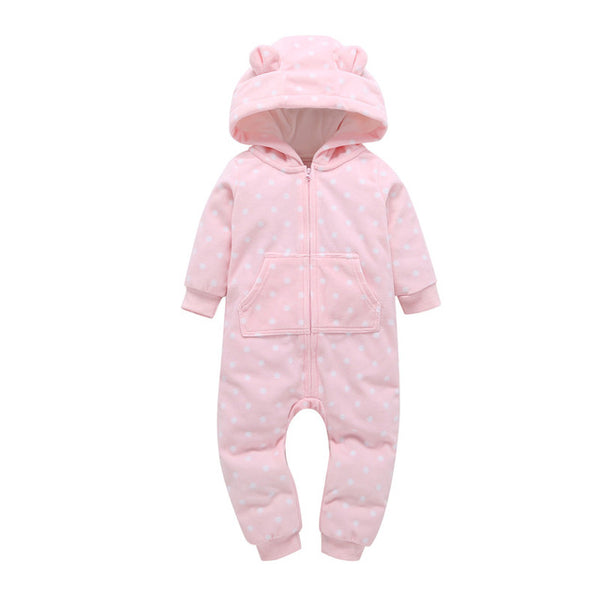 casaco infantil bebes girl snow clothes Winter Rompers hoodies roupa kids clothing one piece Baby Girls boys love pink suits